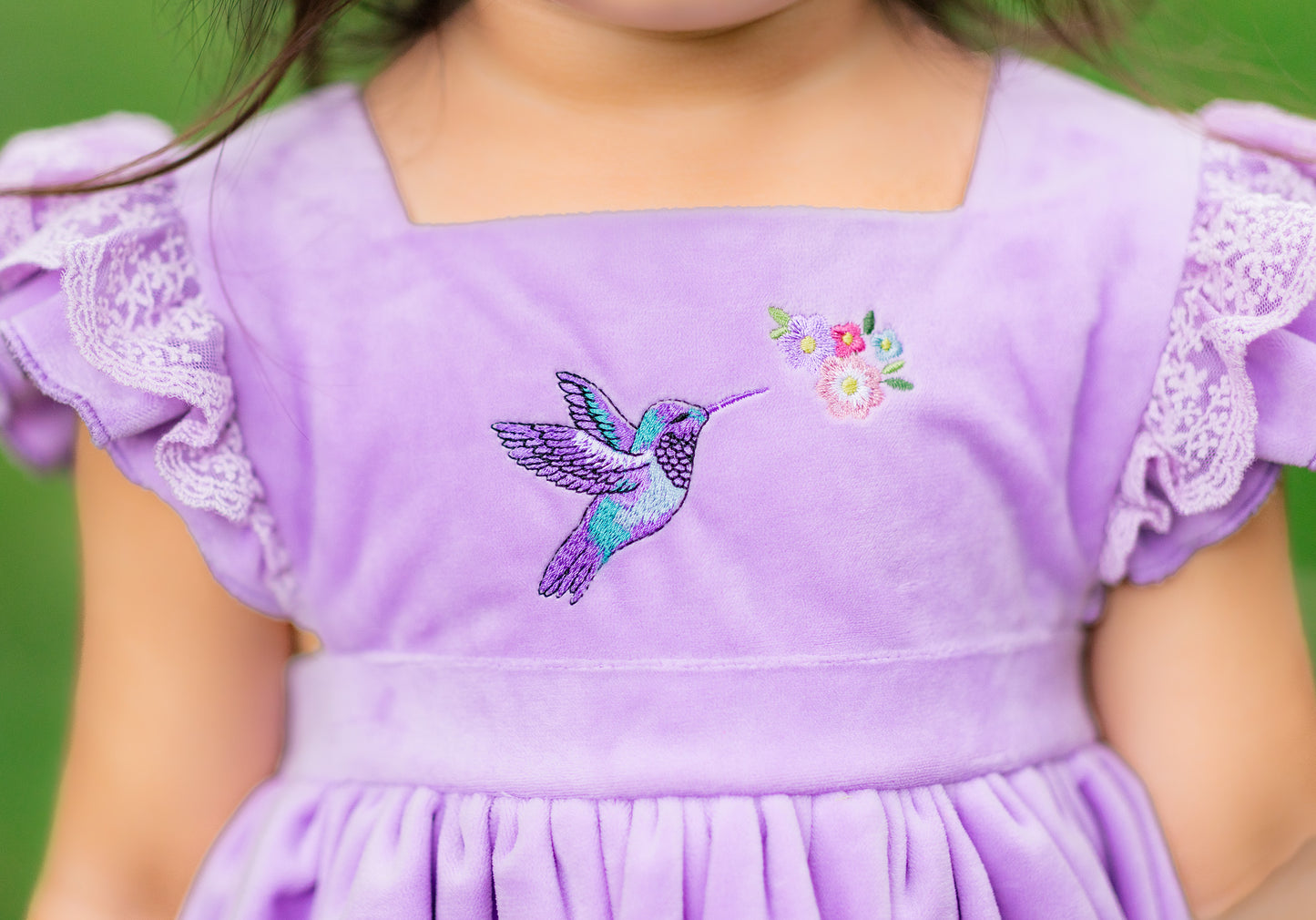 Hummingbirds Velvet Pinafore *PRE-ORDER