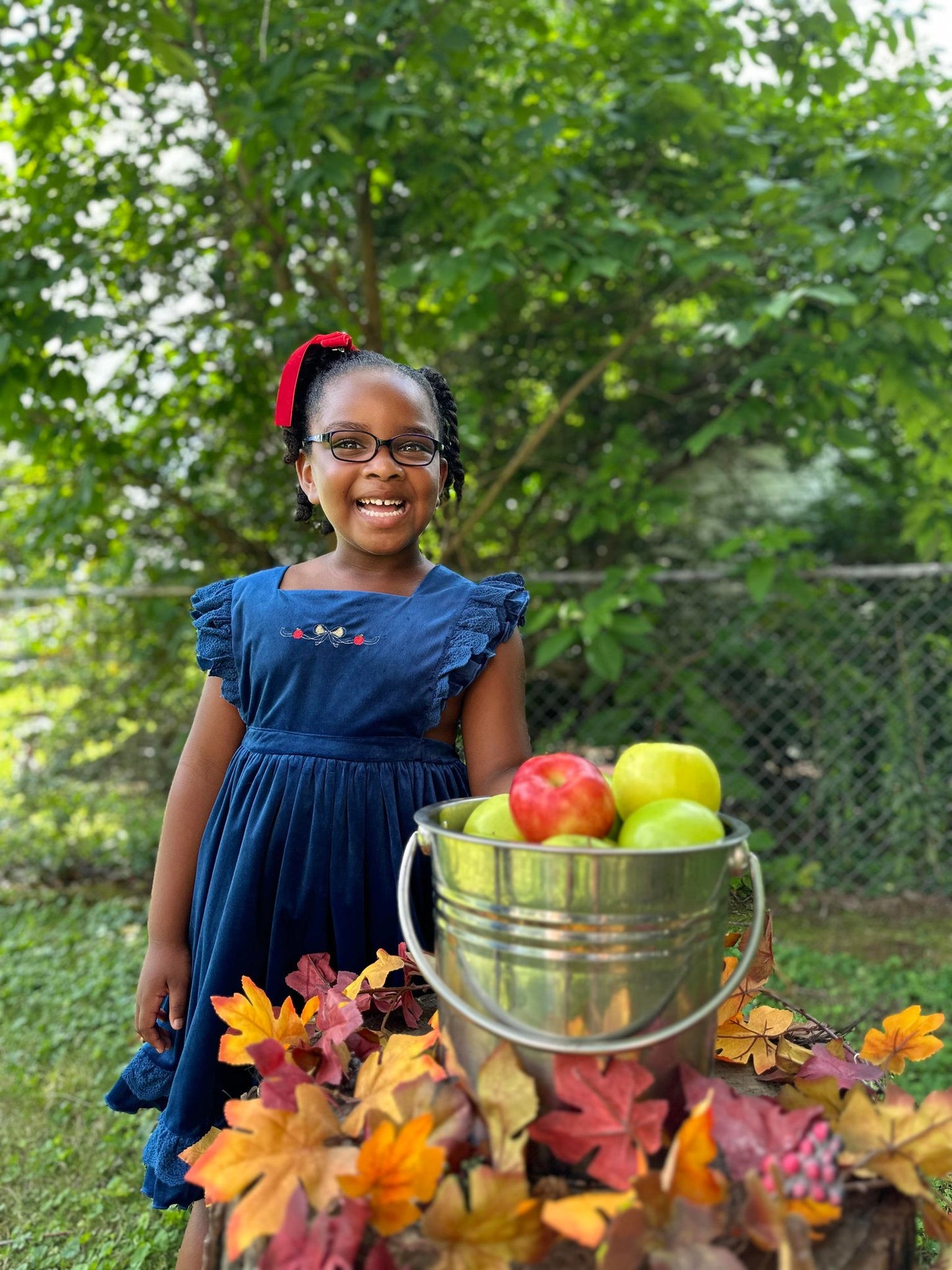 Blue Velvet Pinafore Dress