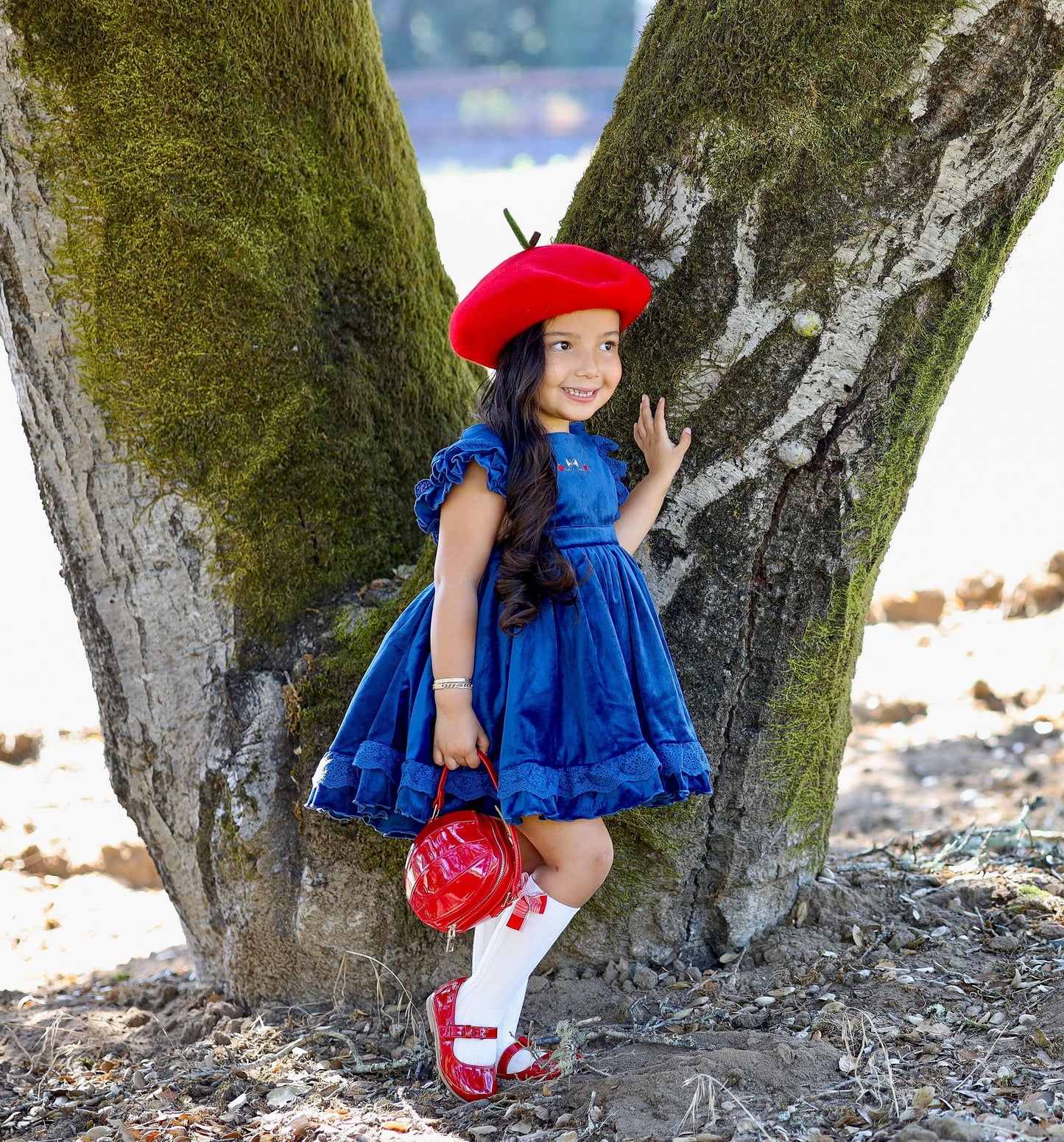 Blue Velvet Pinafore Dress