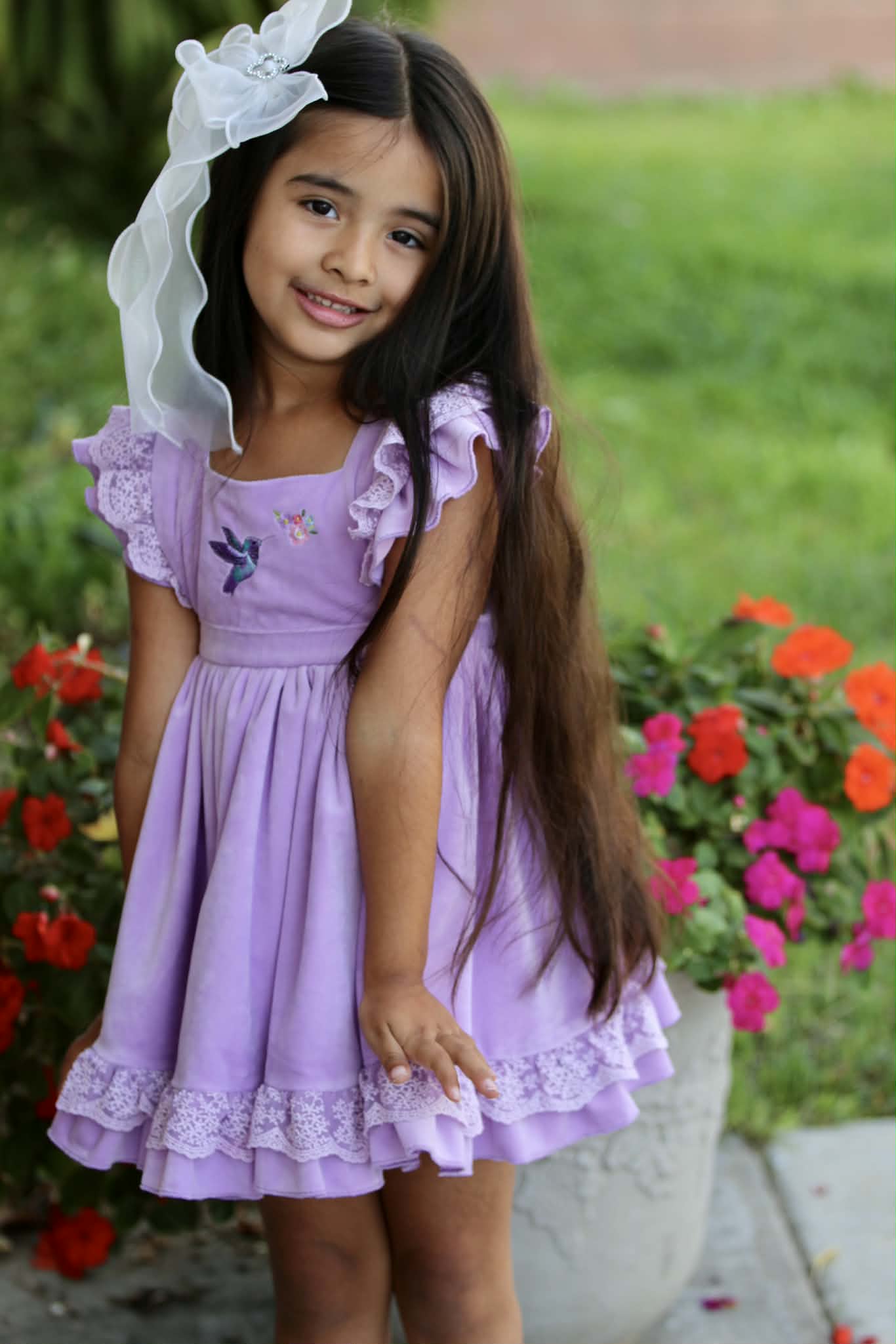 Hummingbirds Velvet Pinafore *PRE-ORDER