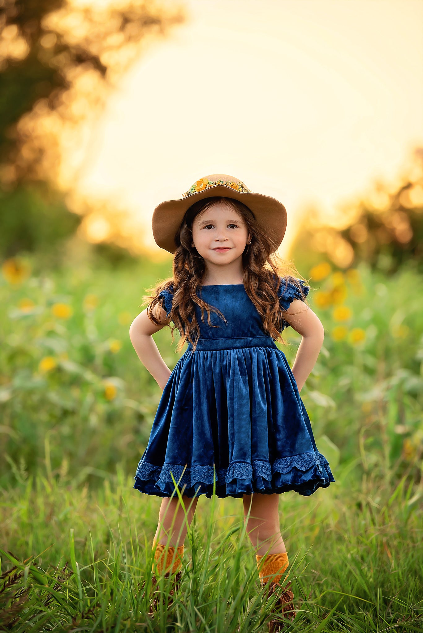 Blue Velvet Pinafore Dress