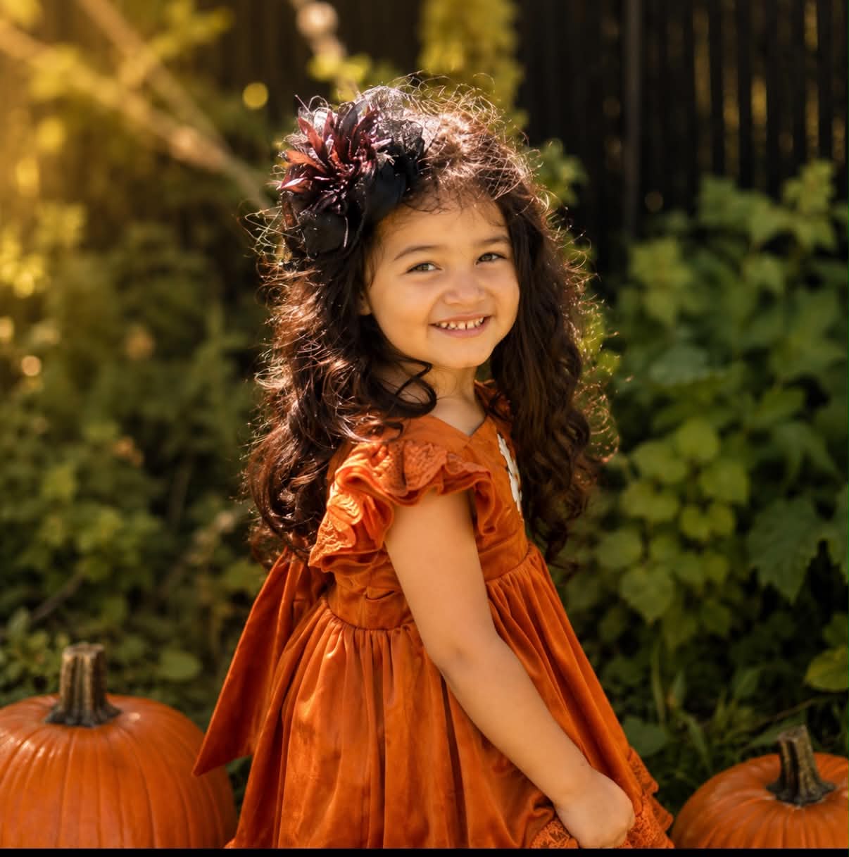 "Scarlett's Pumpkin Patch" Velvet Pinafore *PRE-ORDER